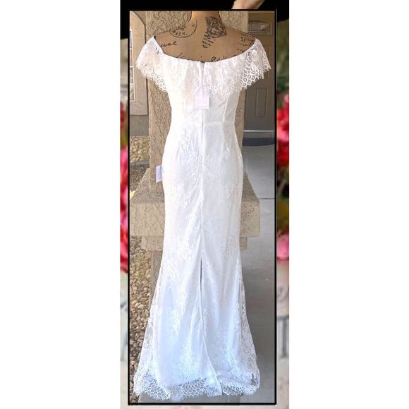 Lulus Cherished Forever White Off-the-Shoulder Lace Maxi Dress Size L - Picture 5 of 13
